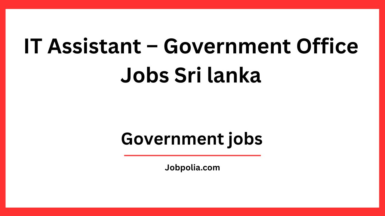 IT Assistant – Government Office Jobs Sri lanka